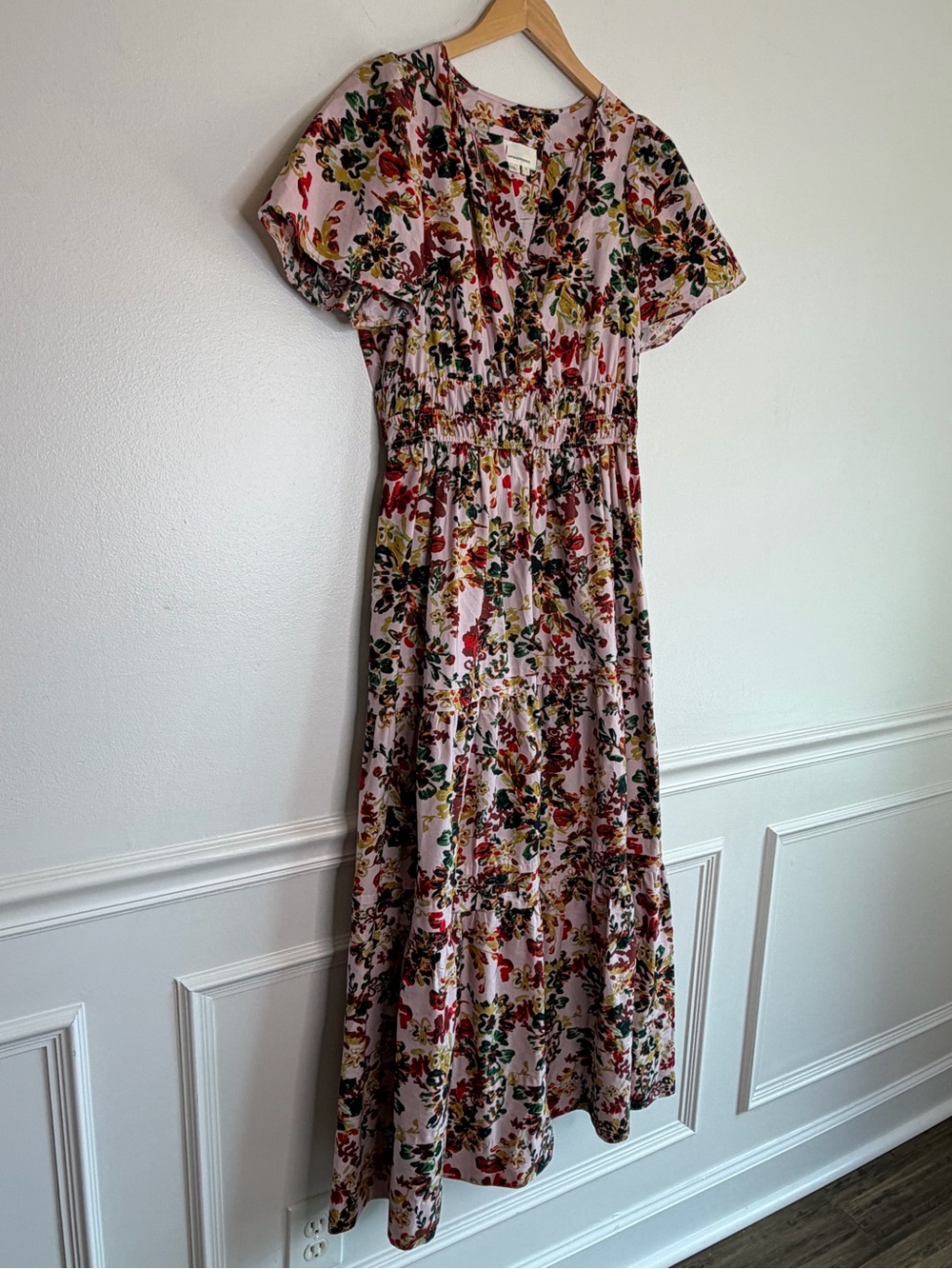 NEW Anthropologie Somerset Tiered Floral Smocked Maxi Dress in Pink Rose Size S - Picture 8 of 14
